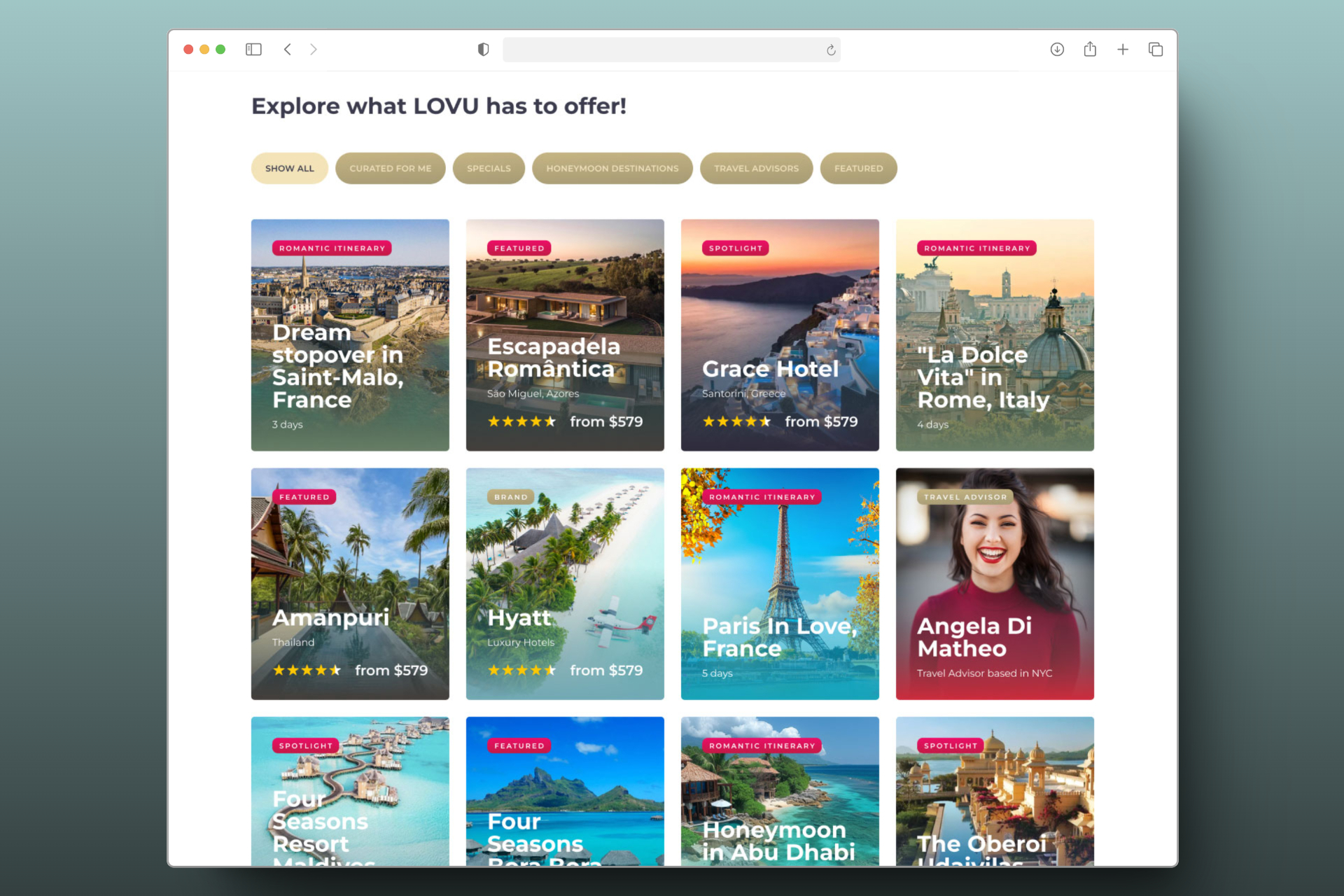 LOVU Romace Travel Platform